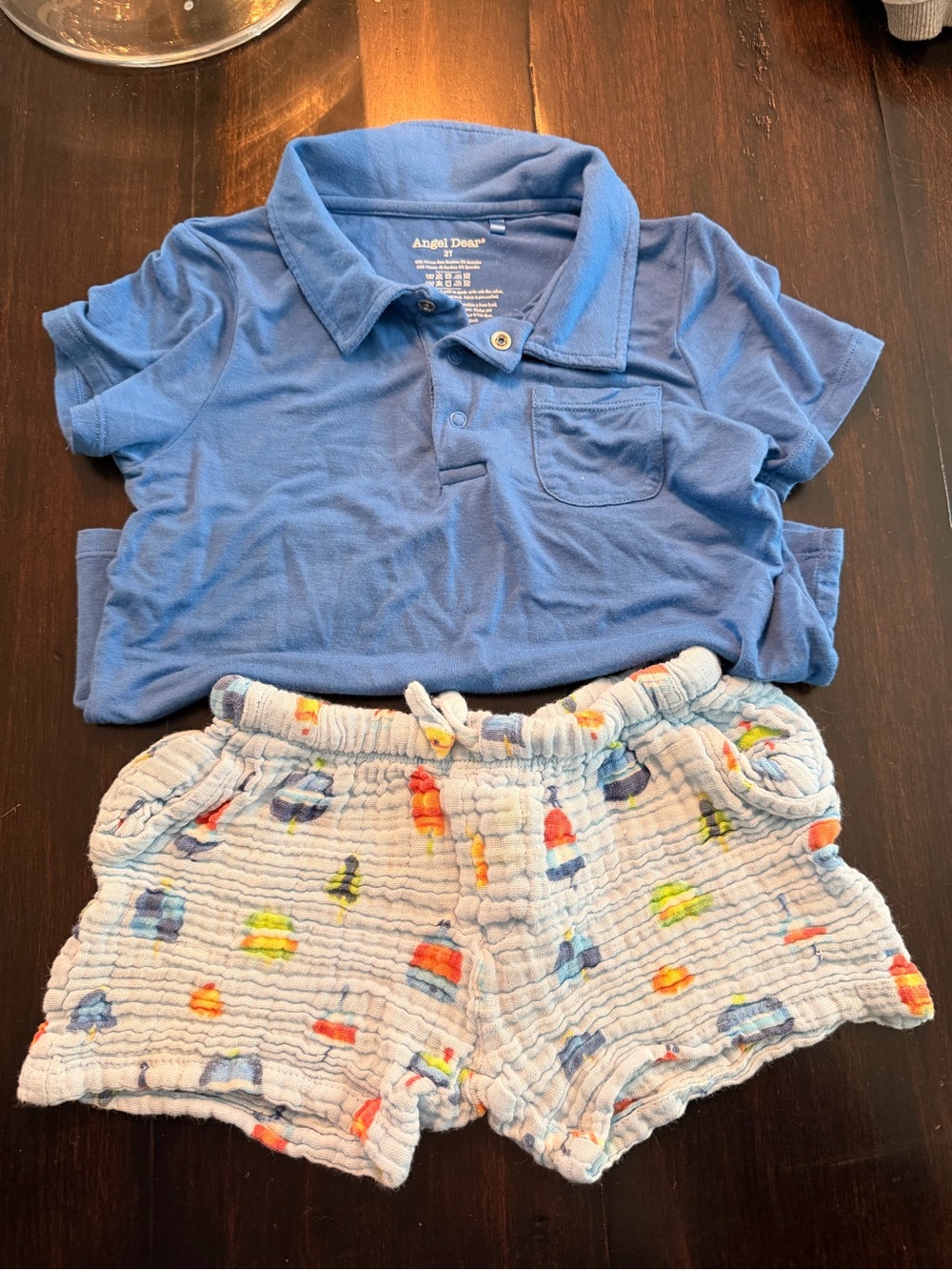 Angel Dear Navy Blue Polo Top & Nautical Buoy shorts